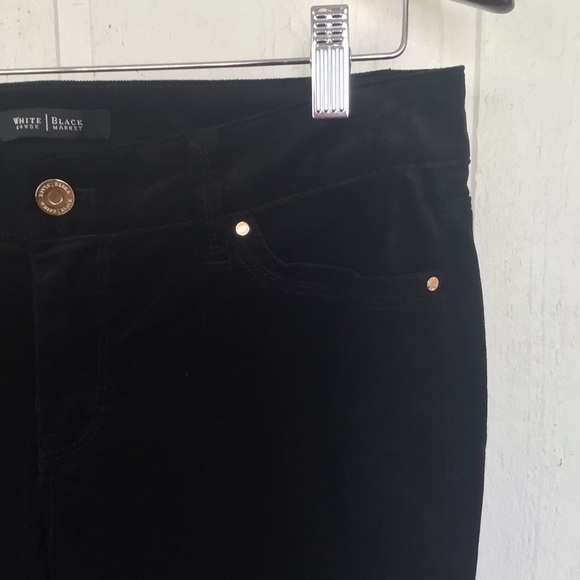 WHITE HOUSE BLACK MARKET BLACK VELVET ANKLE ZIP SKINNY JEANS SIZE 4 - Picture 12 of 16